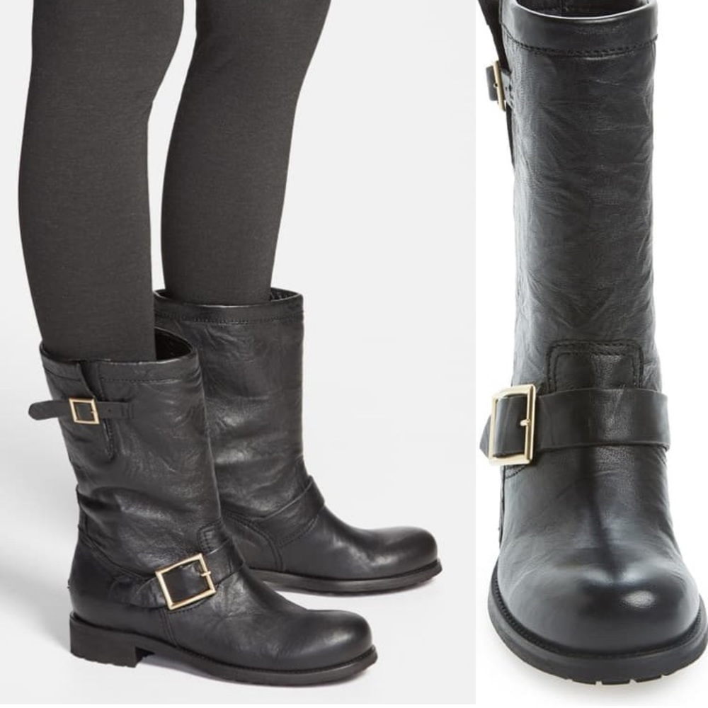 Jimmy Choo Youth Leather Biker Boots Size 9